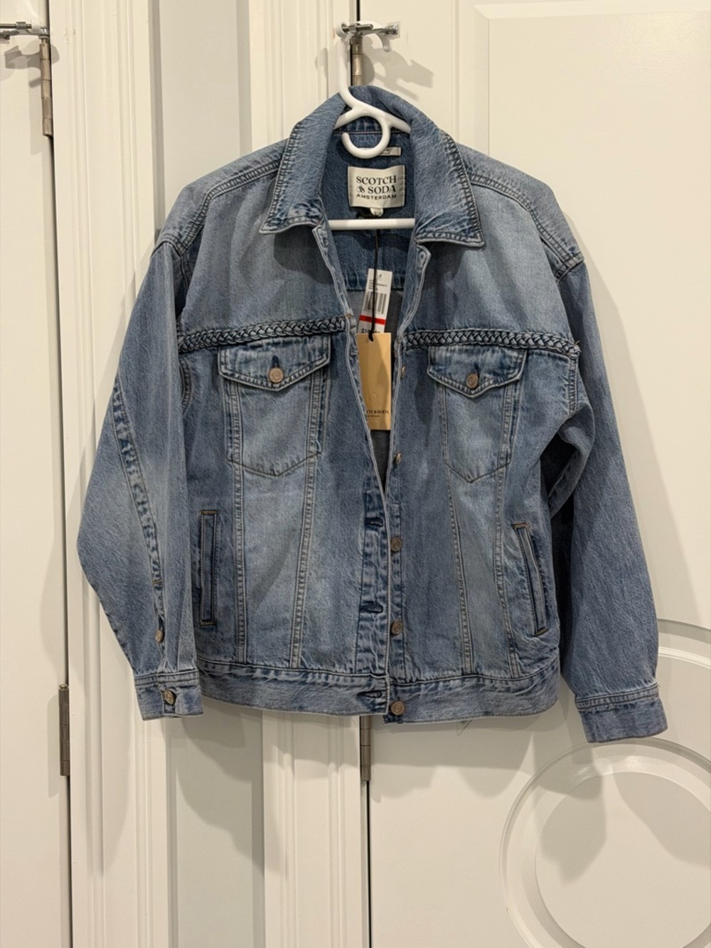 Scotch & Soda Oversized Light Wash Braided Denim Jacket
